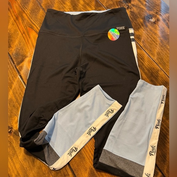 NWT PINK Victoria Secret High Waisted Lt Blue/Black/White Legging Size M (2016) - Picture 1 of 9